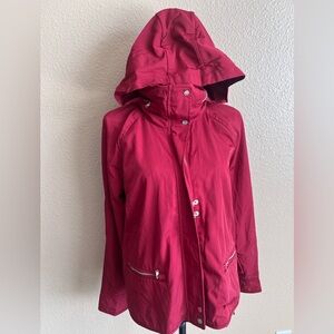 Abercrombie & Fitch Wind & Rain Deep Red Resistance Zip Jacket size Large flaw